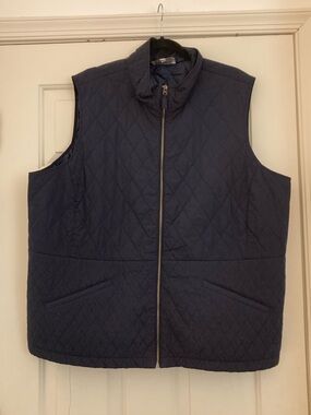 Talbots Quilted Dark Navy Zip-Up Vest